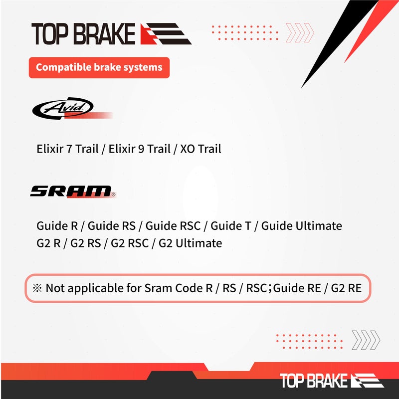 Top Brake وسادات فرامل الدراجة الجبلية ذات قرص الفرامل العلوي متوافقة مع SRAM G2، دليل R/RS/RSC/Ultimate؛ AVID Elixar 7/9/XO Trail | دراجات جبلية، انحدار، دراجات تريل | مركب سيراميك، خيار صامت، إصدار الأداء، أحمر - Image 3